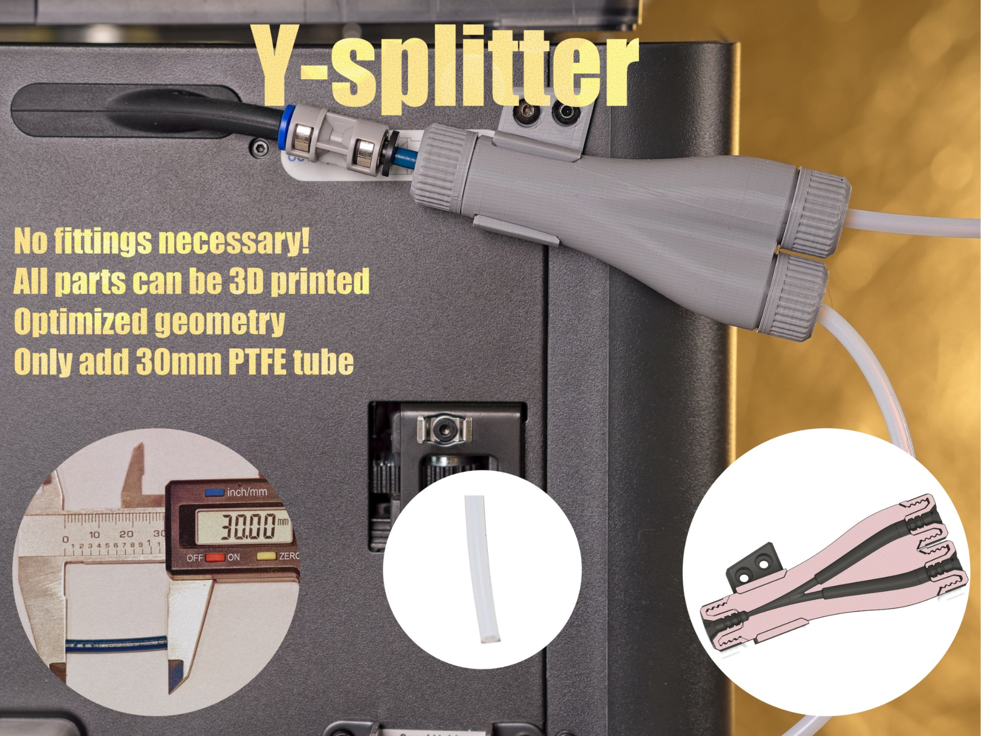Y-splitter connector - no hardware necessary