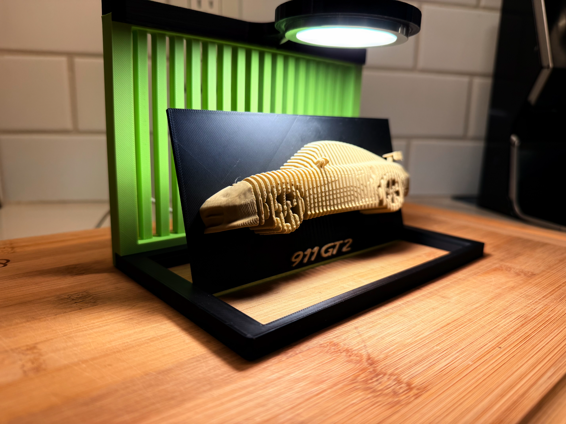 Porsche GT2: Vertically Layered Car Sculpture
