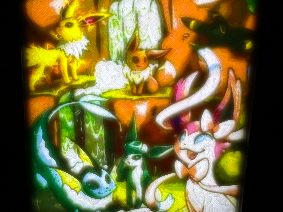 Eeveelutions waterfall lithophane