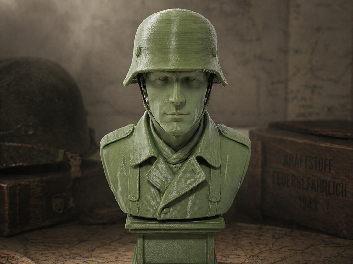 Büste Soldat mit Stahlhelm – Historische Skulptur