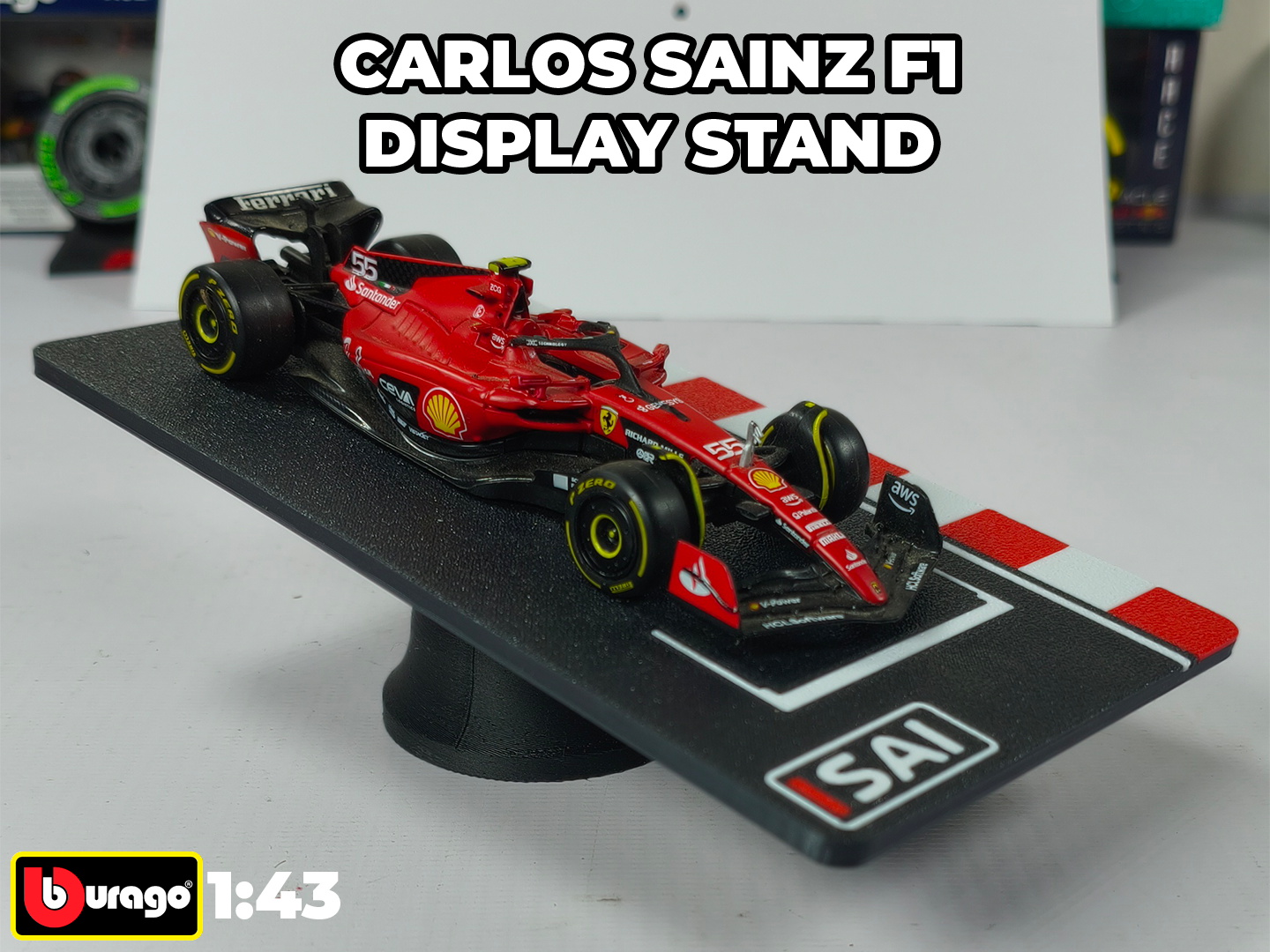 Display Stand F1 Carlos Sainz Escala 1:43 Bburago