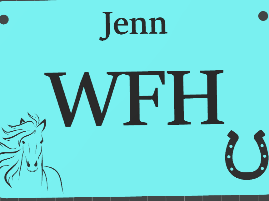 Work from home sign with holes - horse & horseshoe