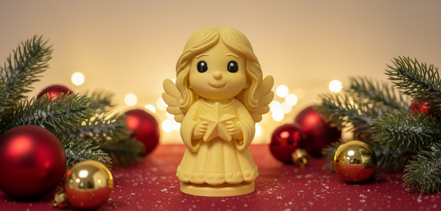Smiling Angel with Star Christmas Figurine