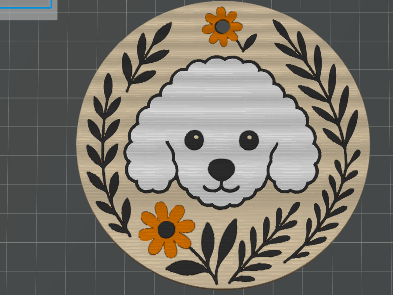 llavero redondo poodle estilo arte escandinavo
