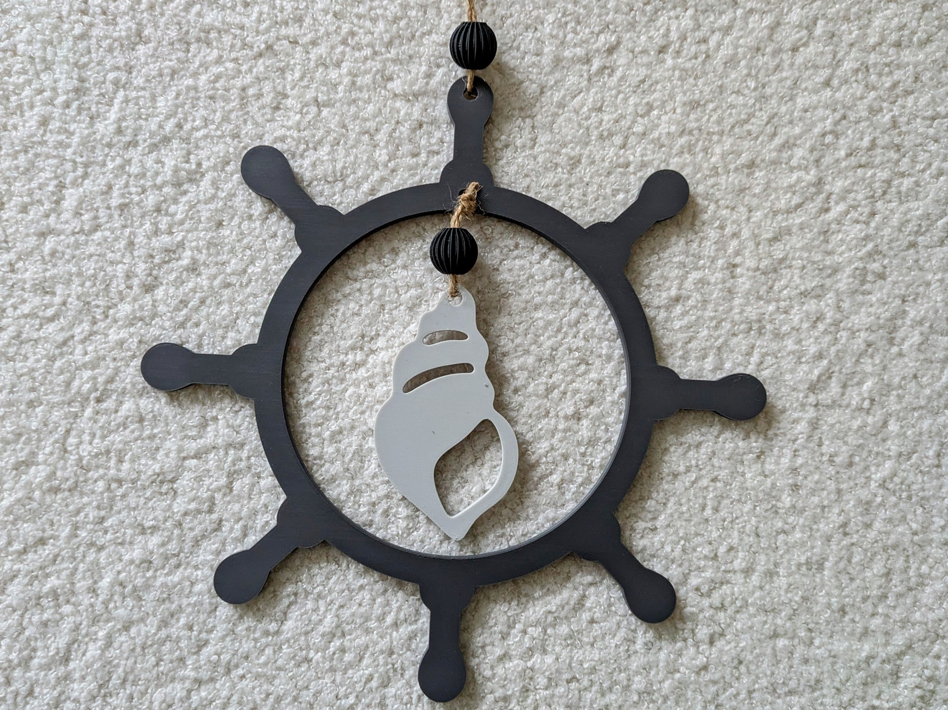 Nautical Helm & Shell Hanging Decor