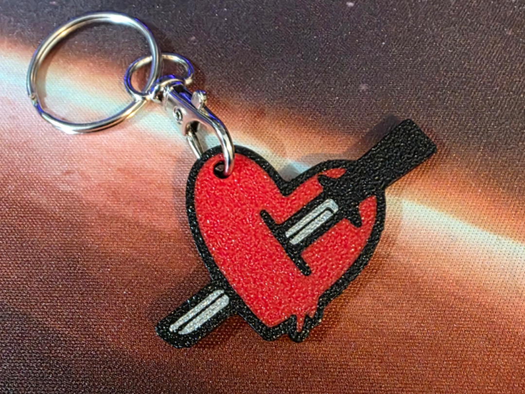 heart with knife keychain