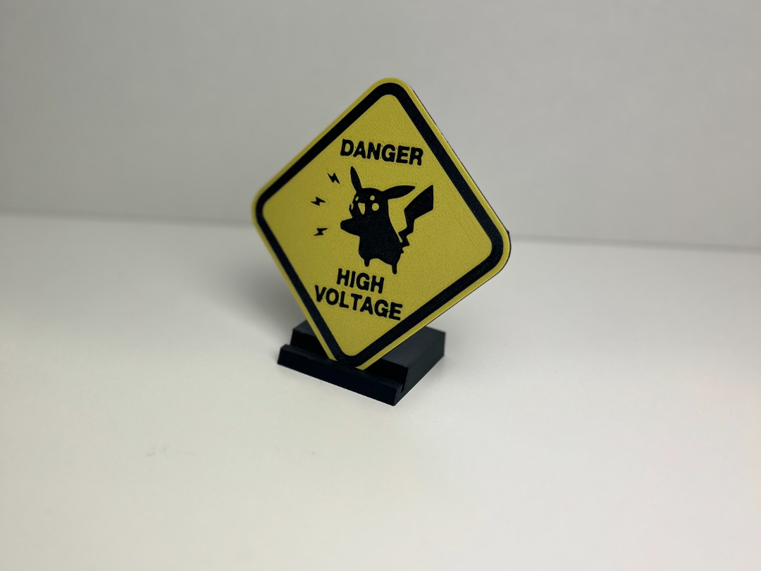 Warning Sign "Danger: High Voltage" with Pikachu