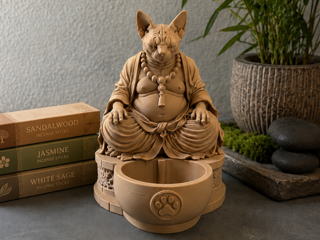 Sphynx Cat Buddha Incense Burner