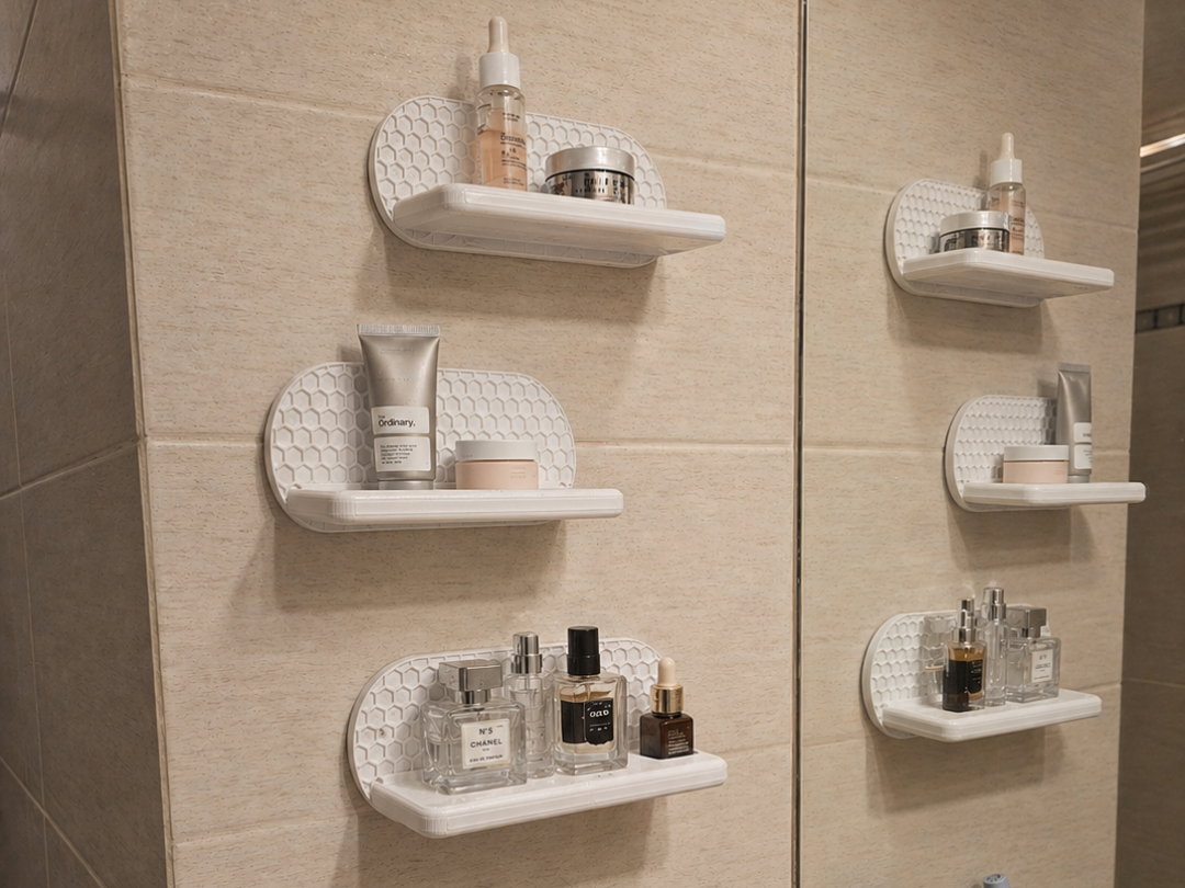 Bathroom Wall Shelf with honeycomb pattern
