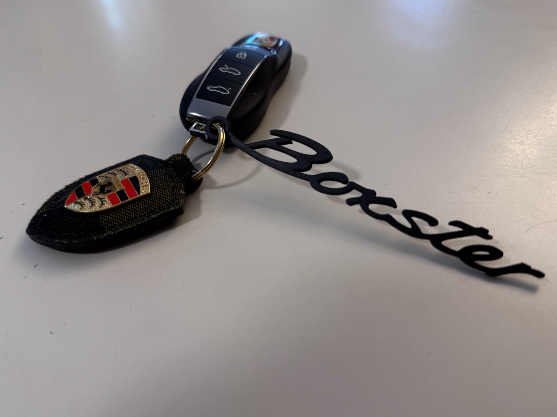 Porsche 718 Boxster Logo Script Keychain