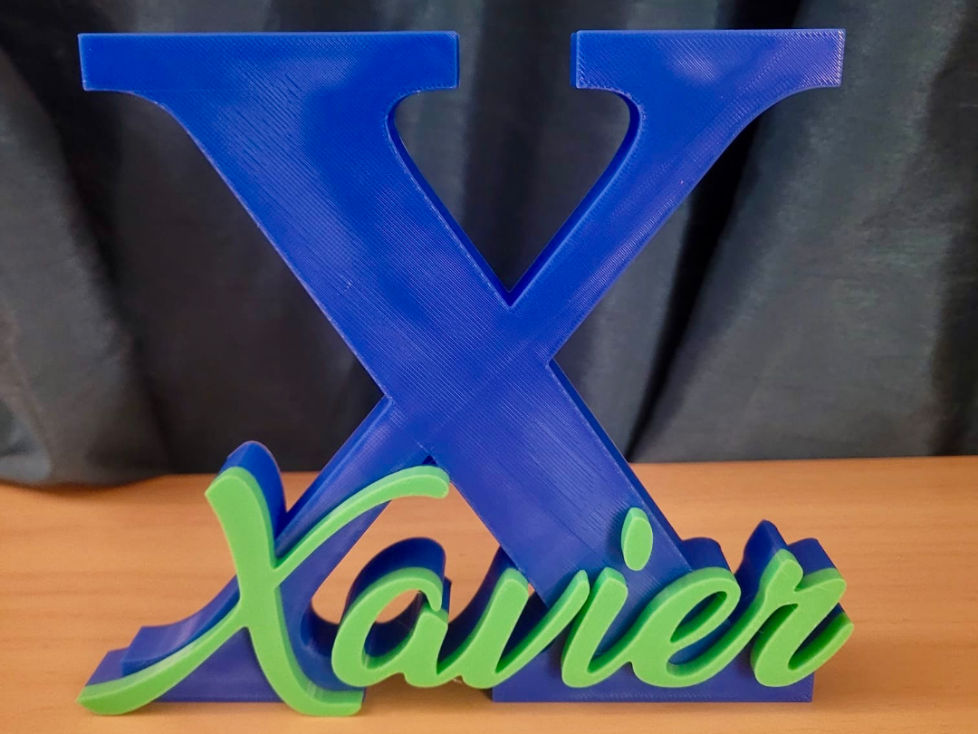 XAVIER name ornament initial nameplate inscription