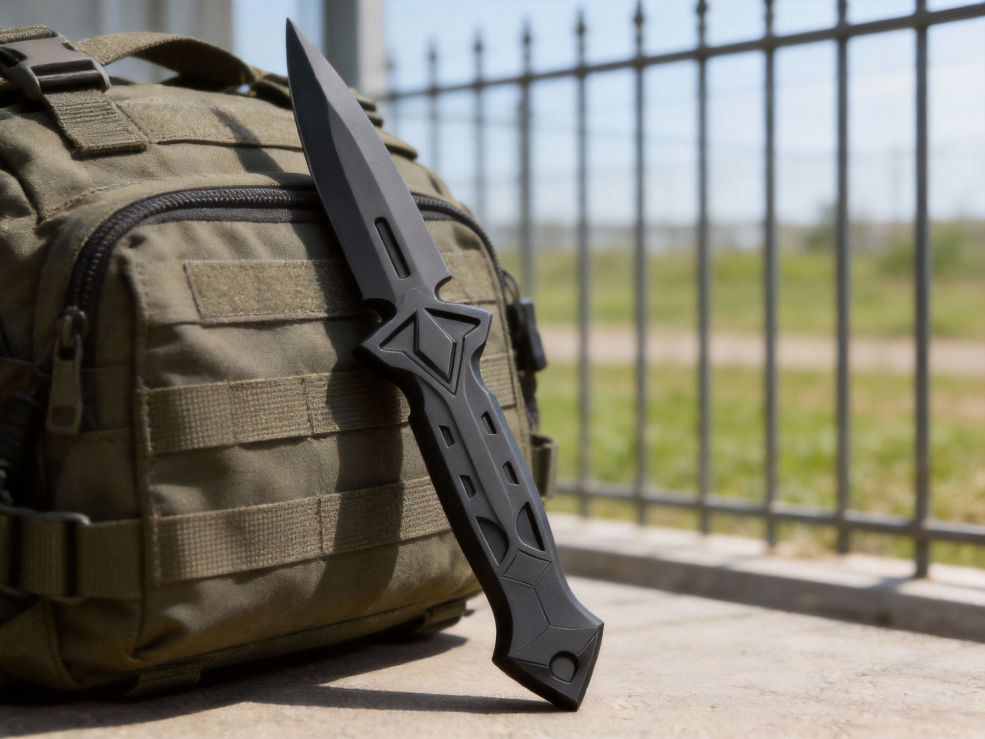 Geometric-Emblem Streamline Tactical Dagger