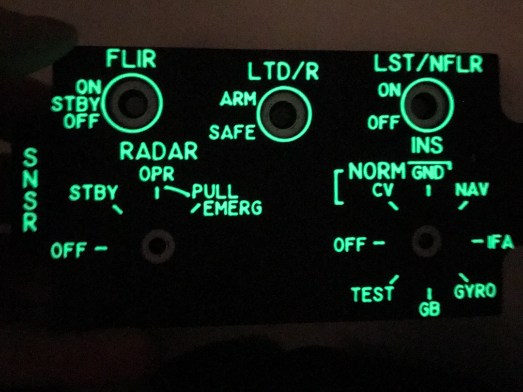 F18 Sensor Panel Open Hornet optional Glow in Dark