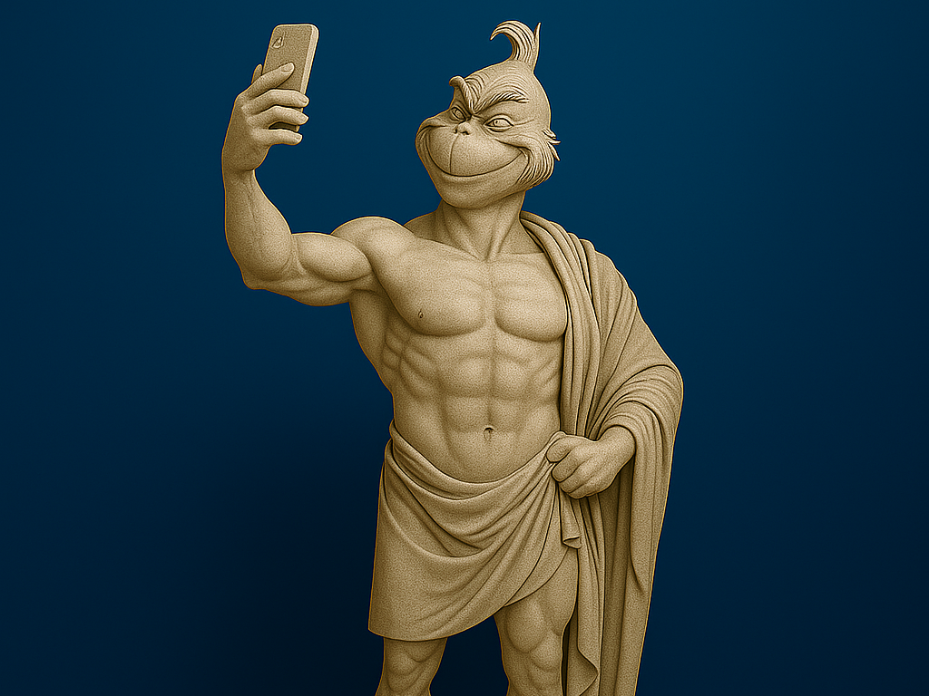 Grinchus Maximus - Grinch with abs in selfie mode.