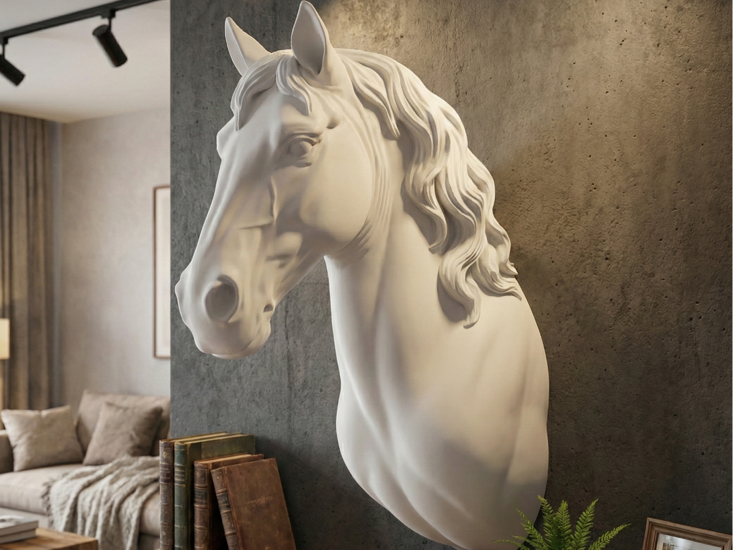 Majestic Horse Head Wall Mount Sculpture