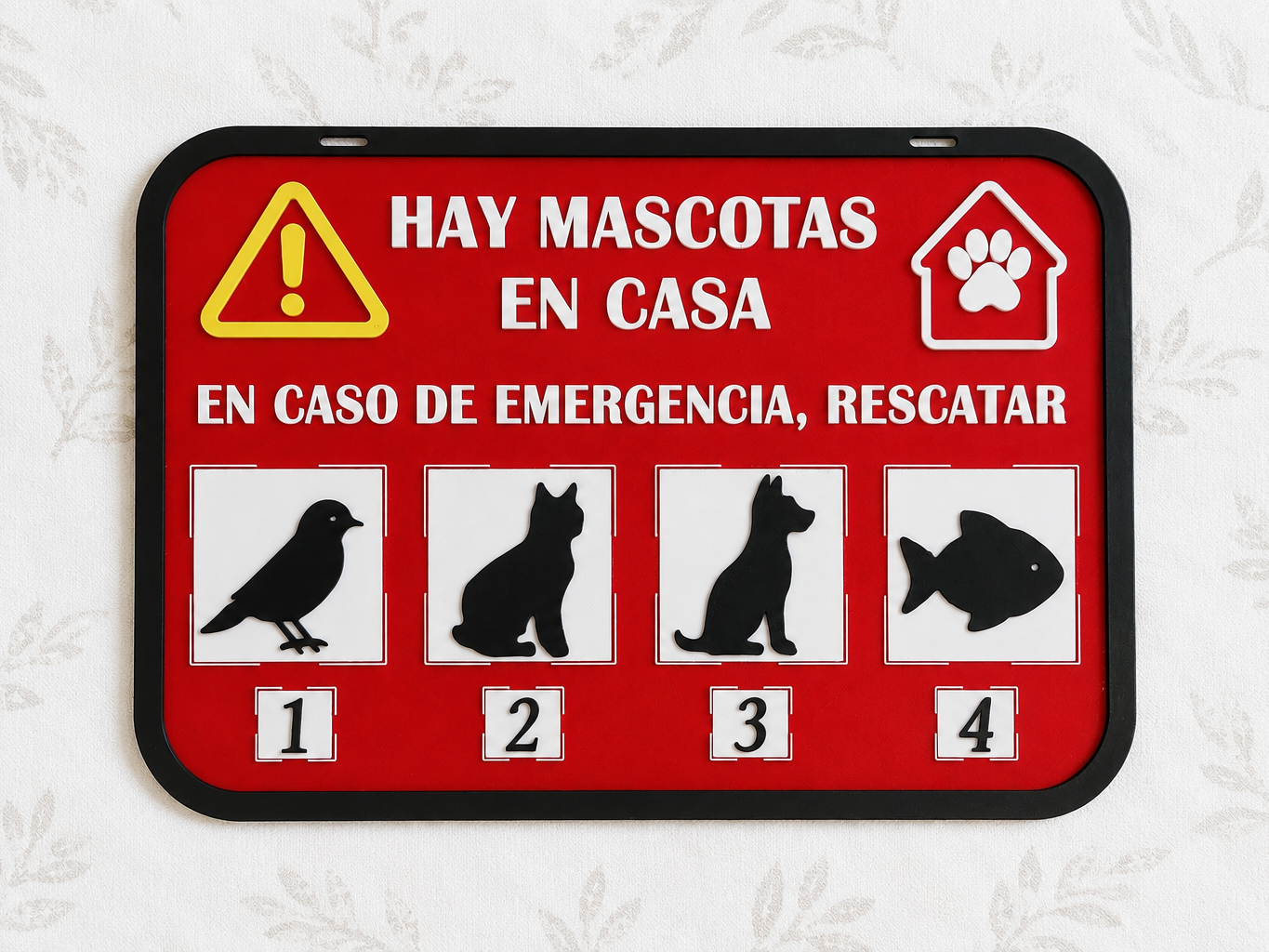Cartel emergencia casa con mascotas