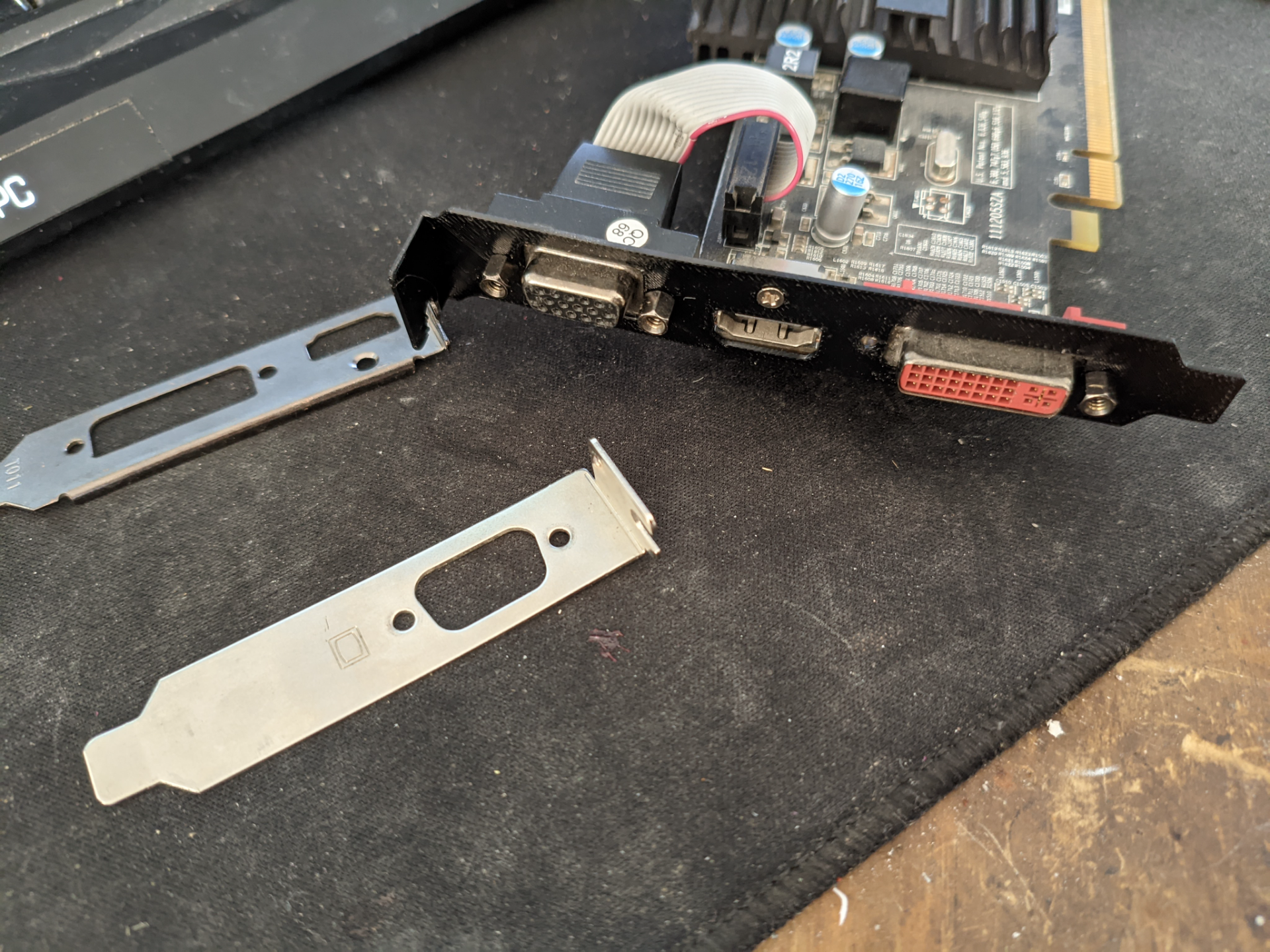 Old GPU low profile to regular bracket converter