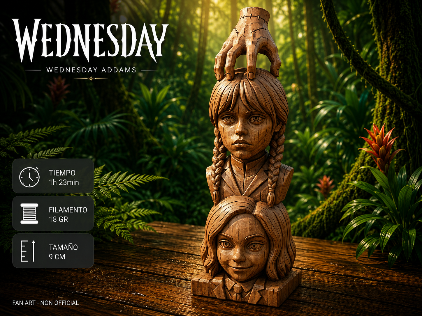 Cosa Miércoles Enid Wooden Totem Addams Family