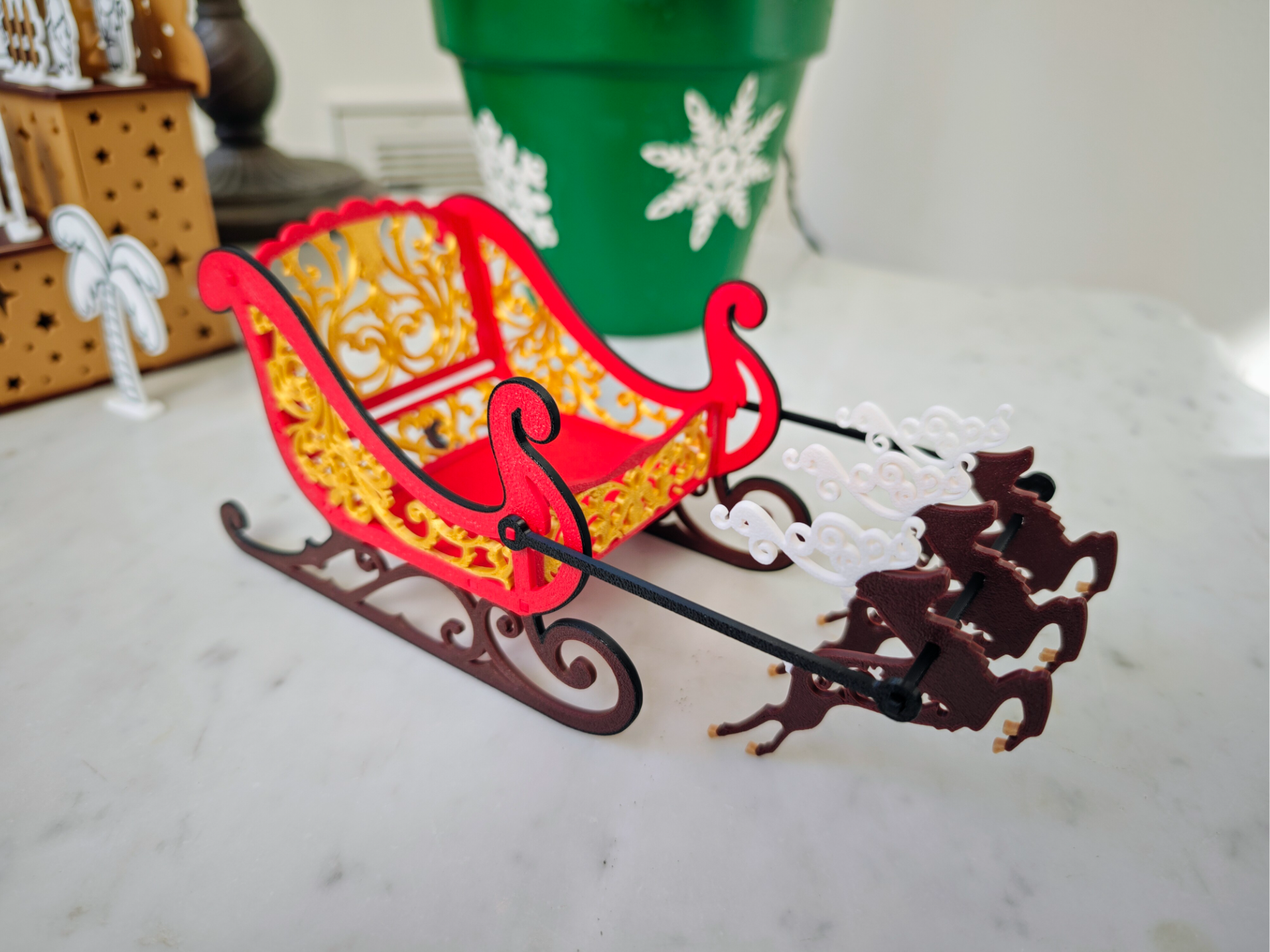 Press Fit Santa Sleigh with Reindeer