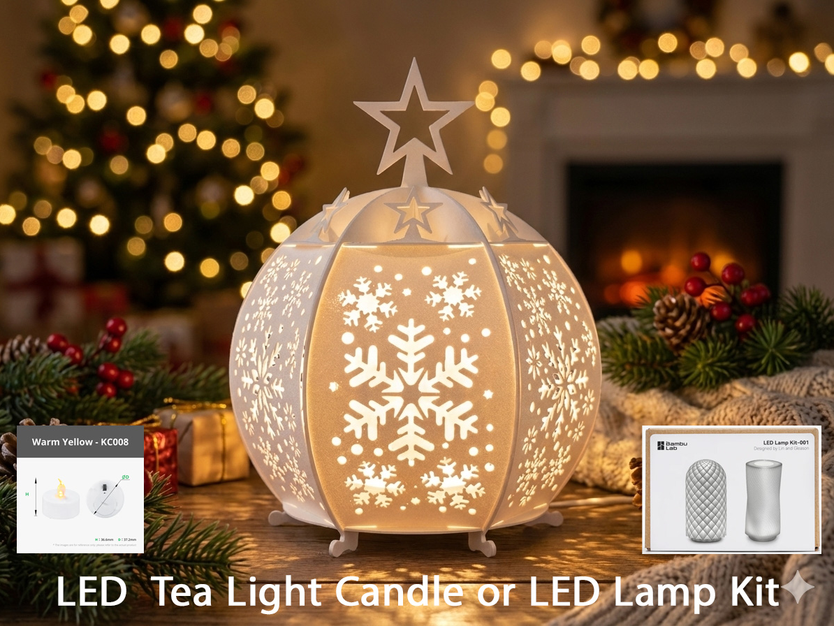 Winter snowball lantern - tea light or LED kit 001