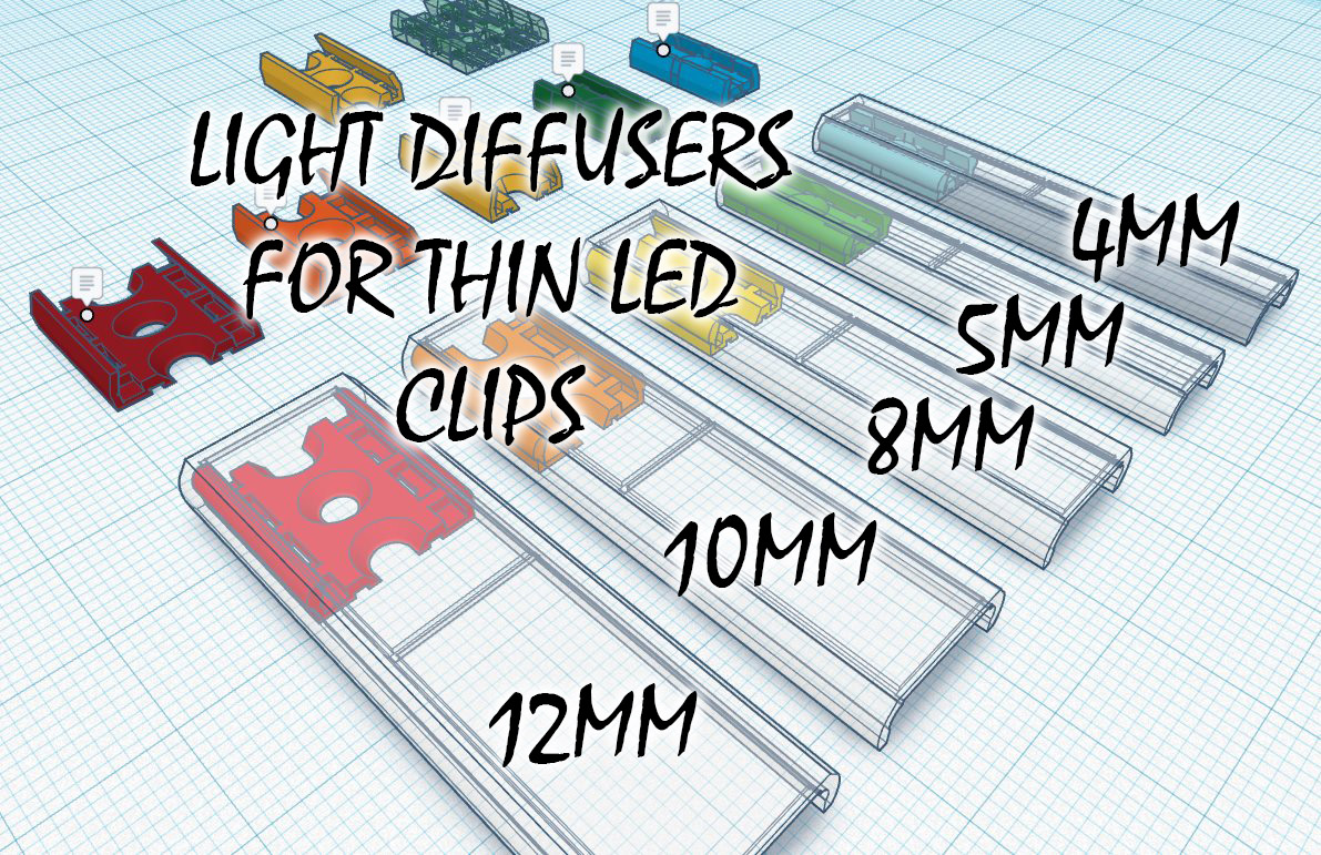 Light diffusers for SUPER THIN clip led strip