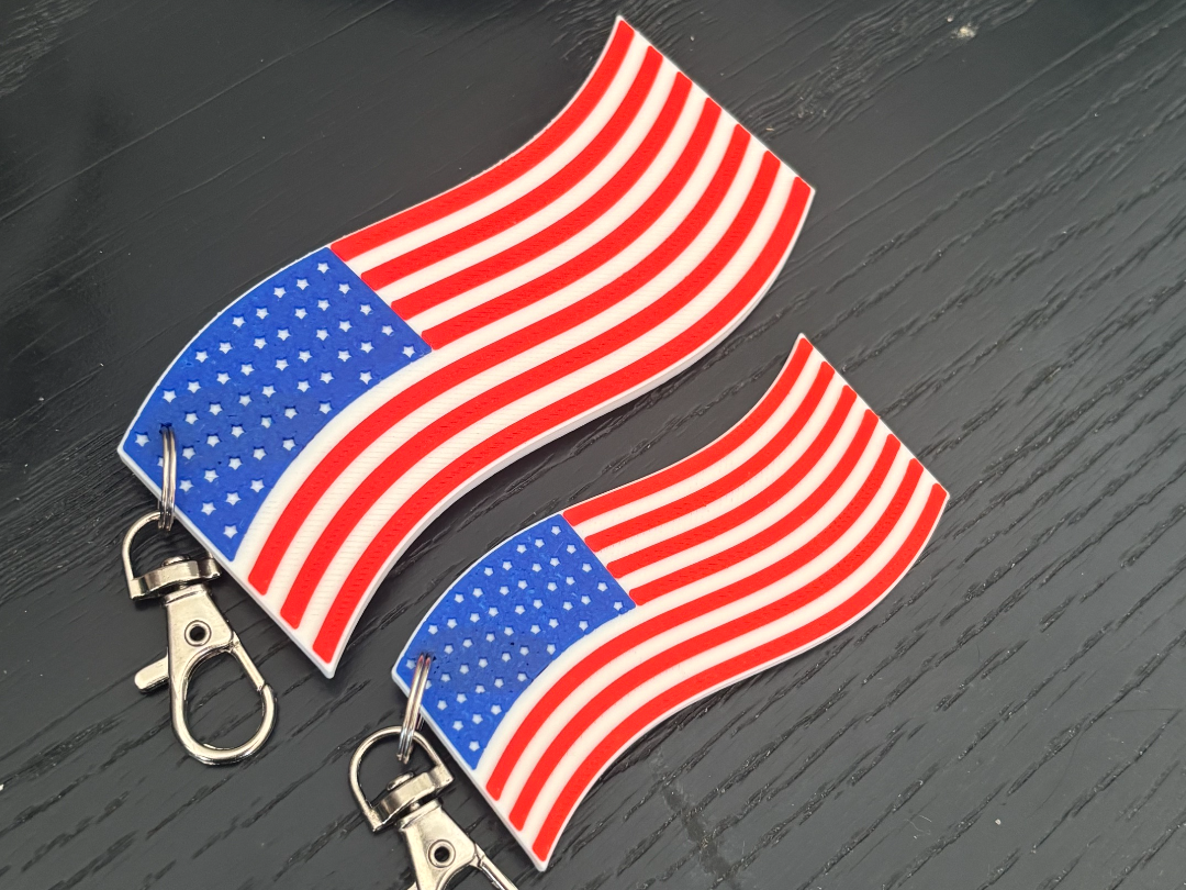 Wavy American Flag Keychain