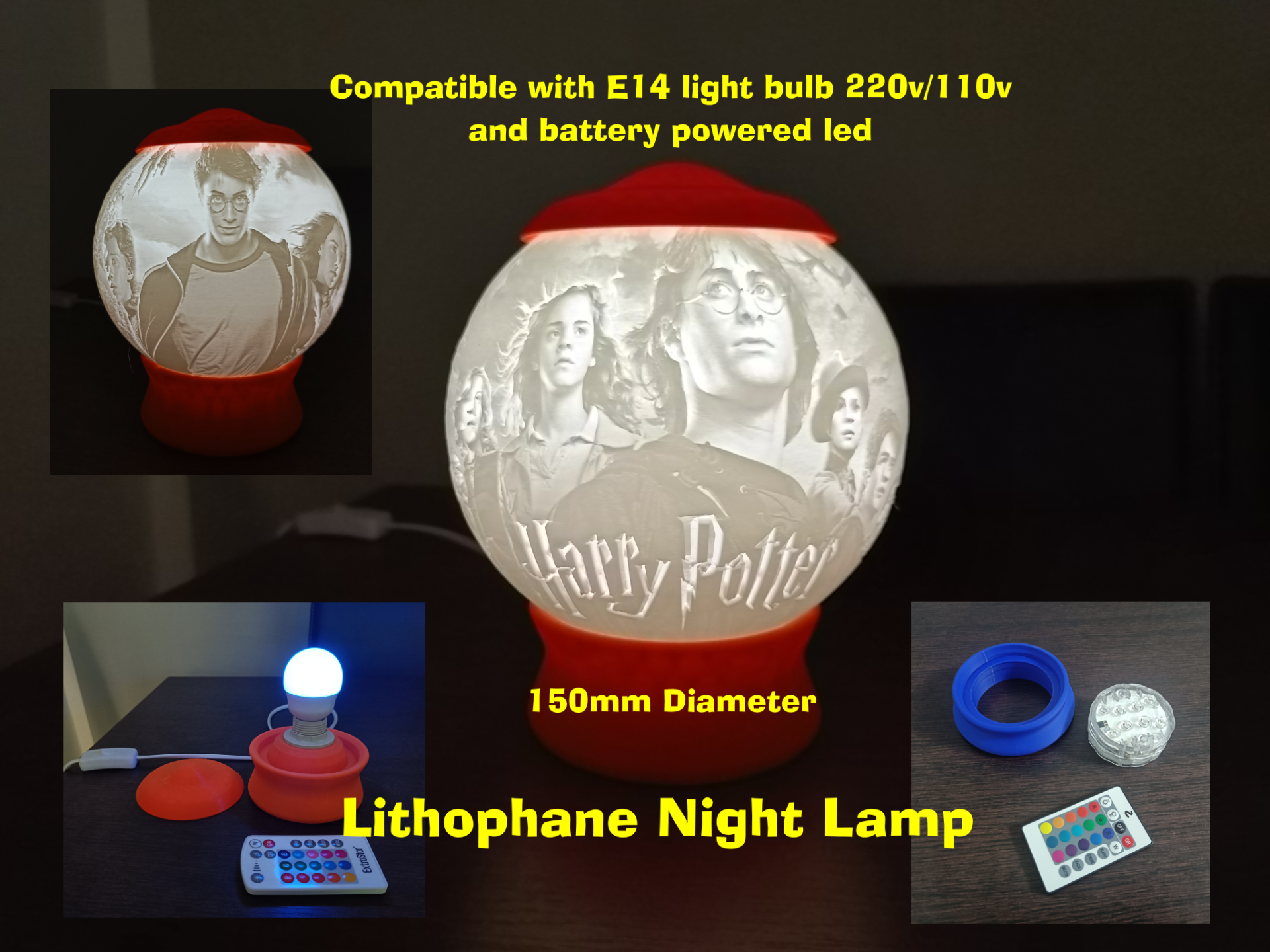 Harry Potter Lithophane Night Light Lamp