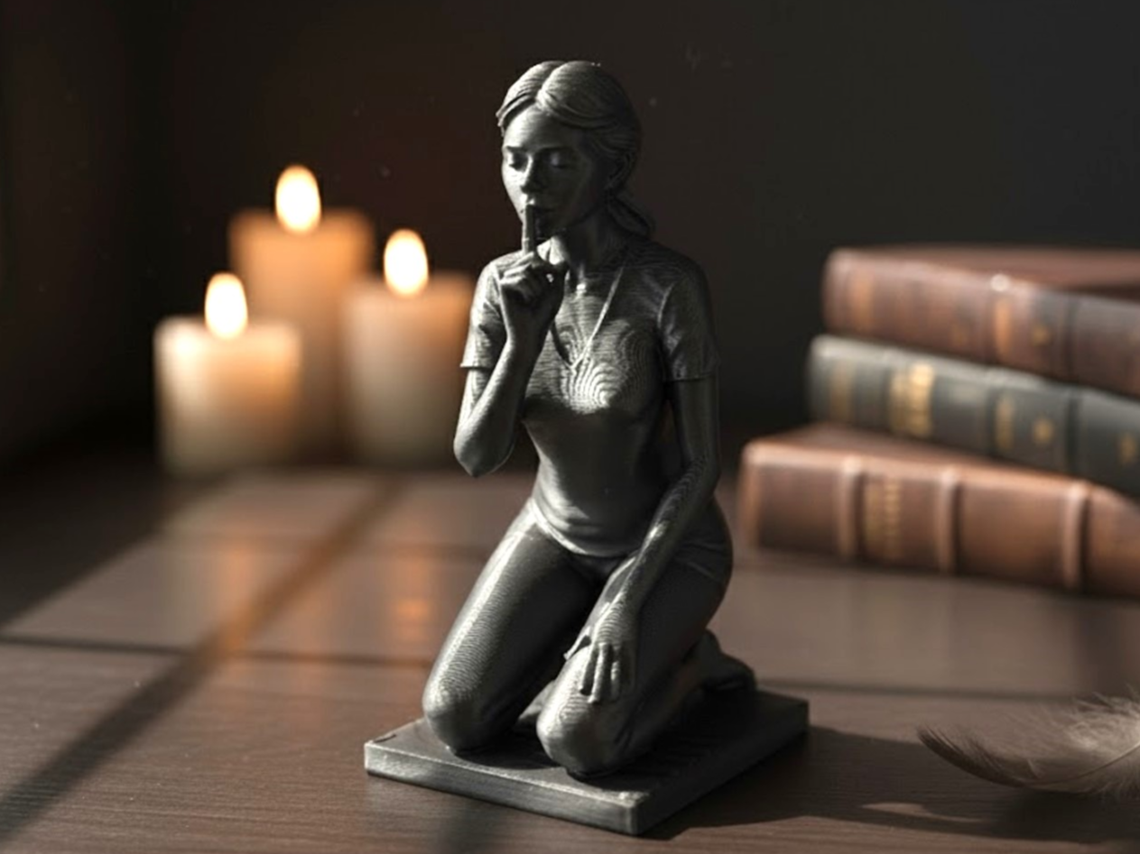Shh - Mewing Woman Figurine