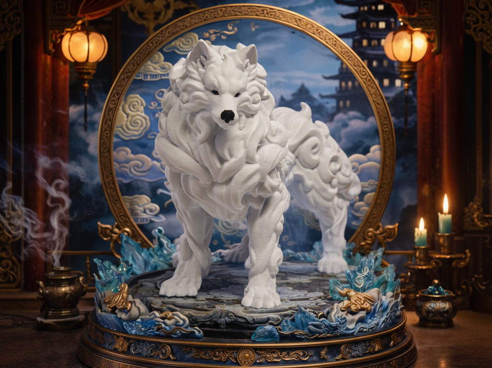 Celestial Wolf Figurine - Celestial Spirit Wolf