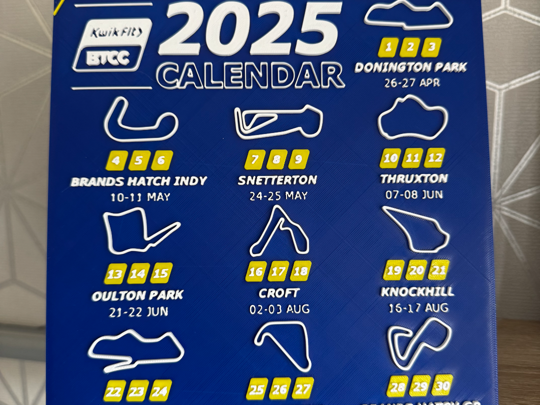 BTCC 2025 Calender