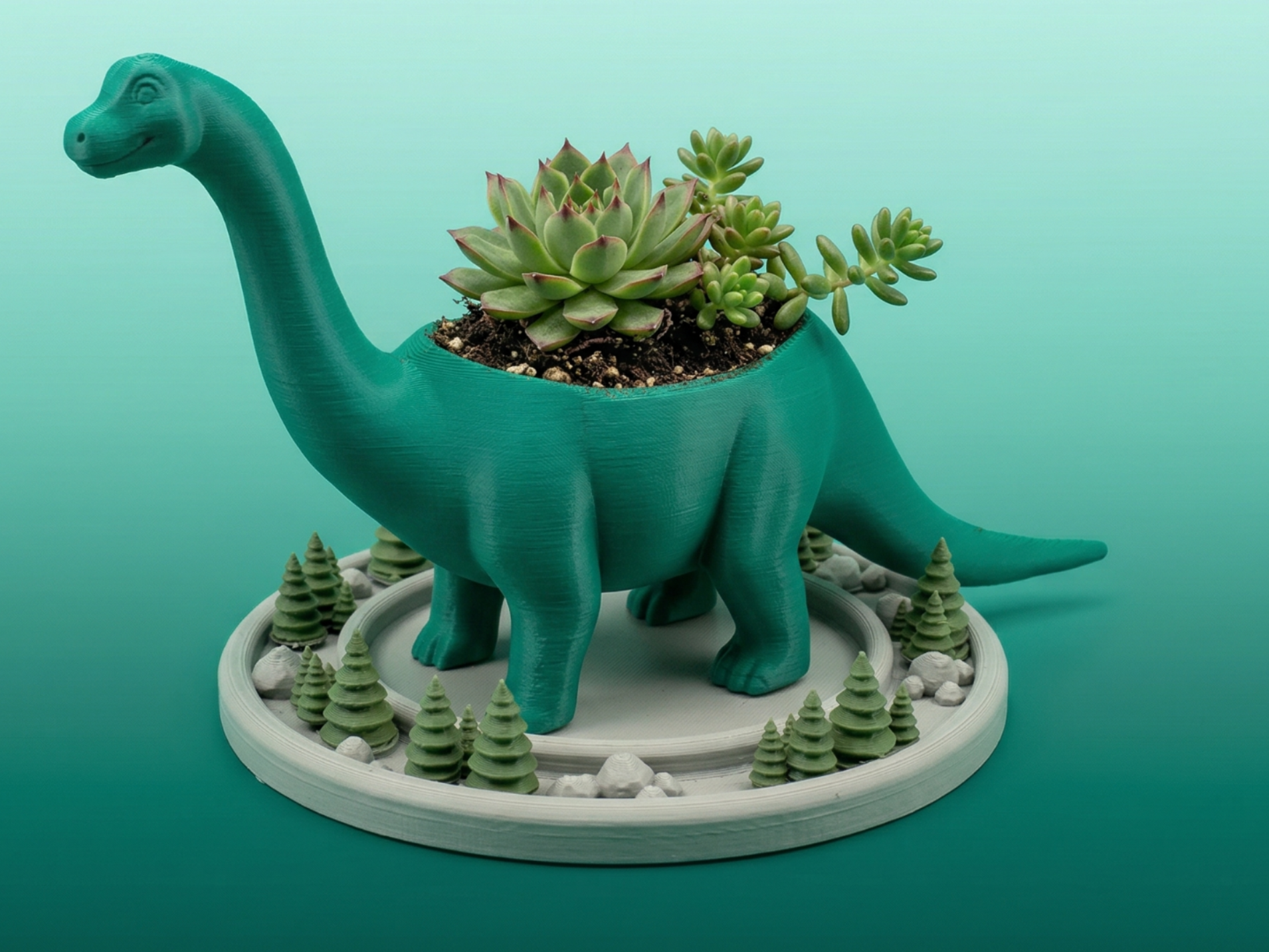 Bronto-Pot: Succulent Planter & Forest Diorama