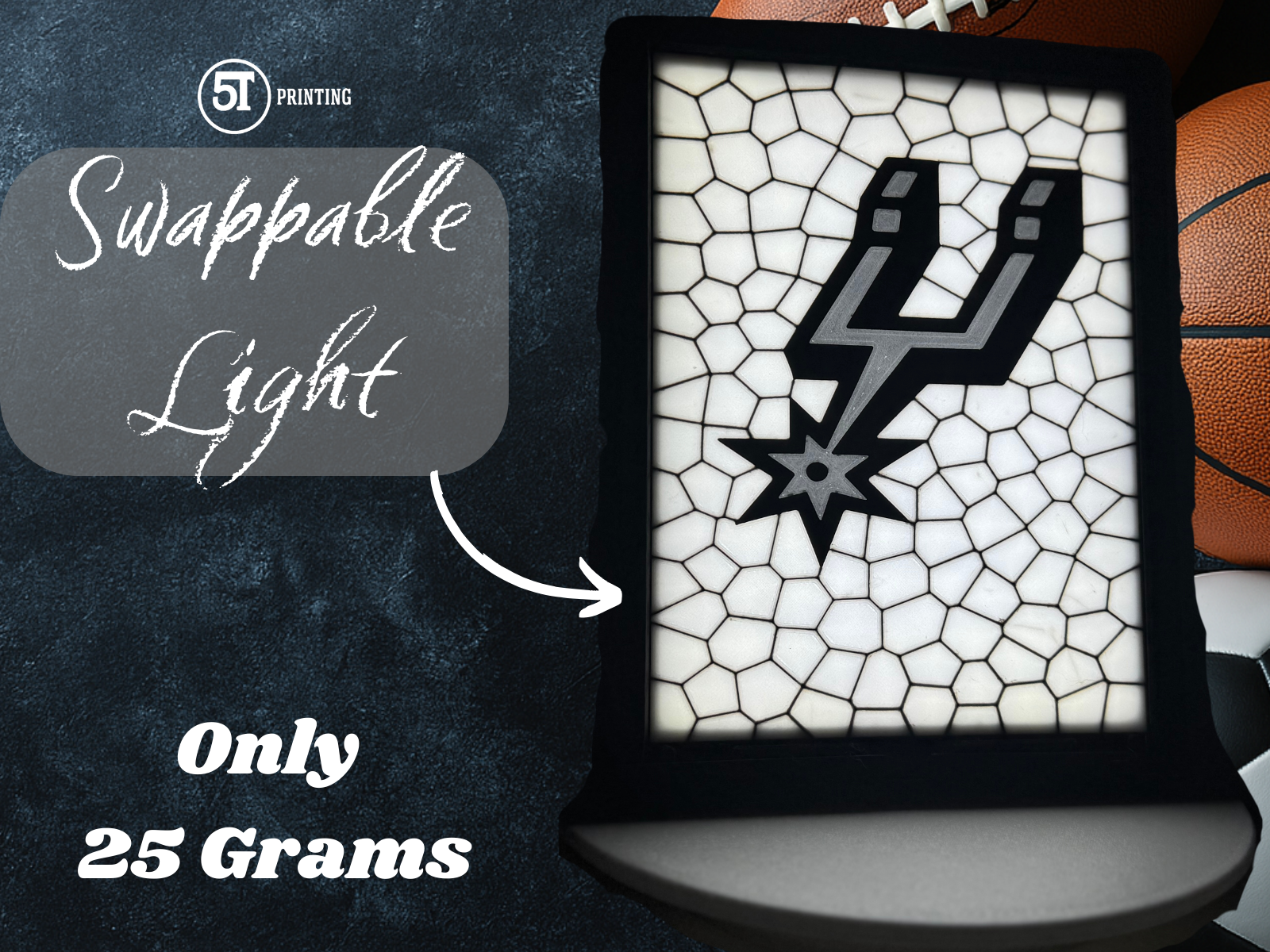 San Antonio Spurs light (swappable glass)