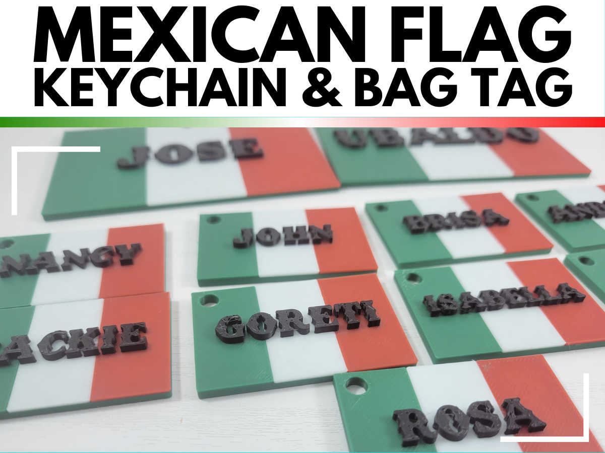 Mexican Flag Ornament Keychain Bag Tag
