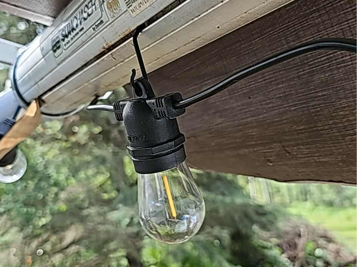 Awning hook for string lights
