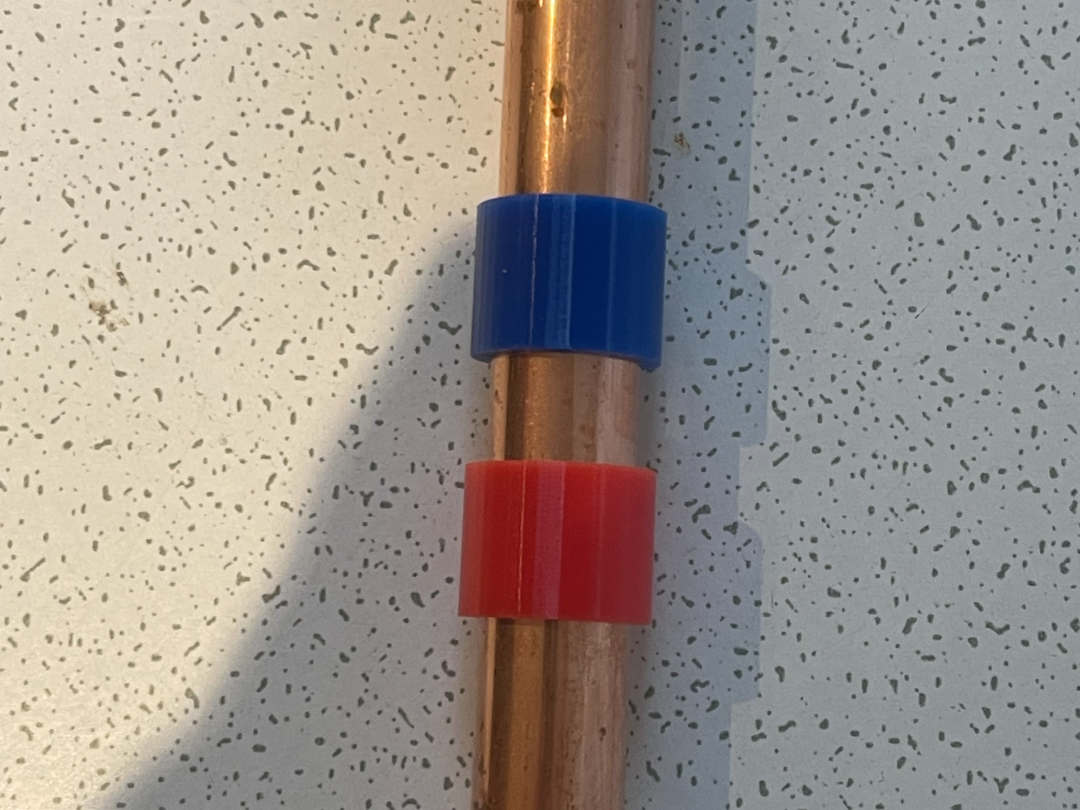15mm copper pipe identifiers (hot/cold)