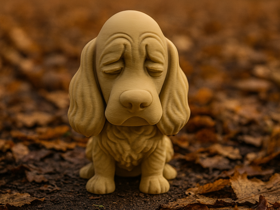 Der traurige Hund mit Herz