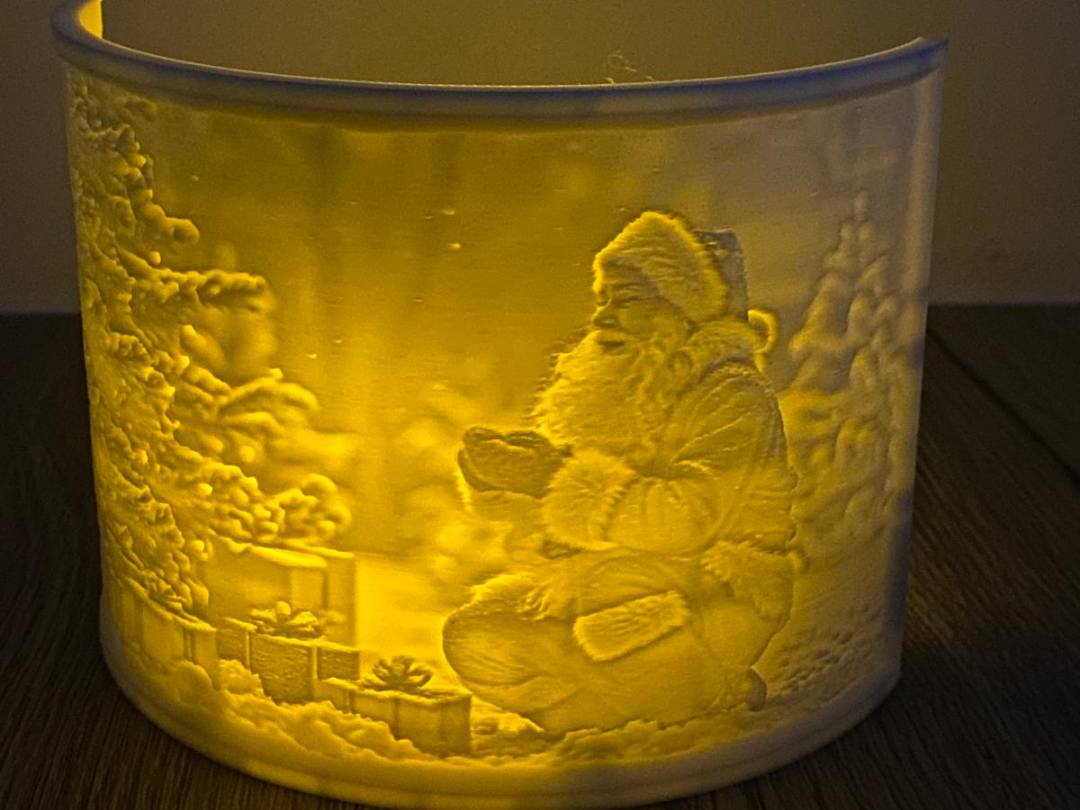 Curved Christmas Lithophane Lantern (LED Tealight)