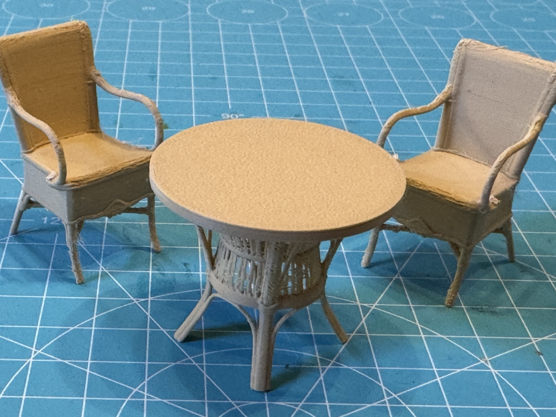 Mini Chair and Table 1/24 Rattan Winter Garden