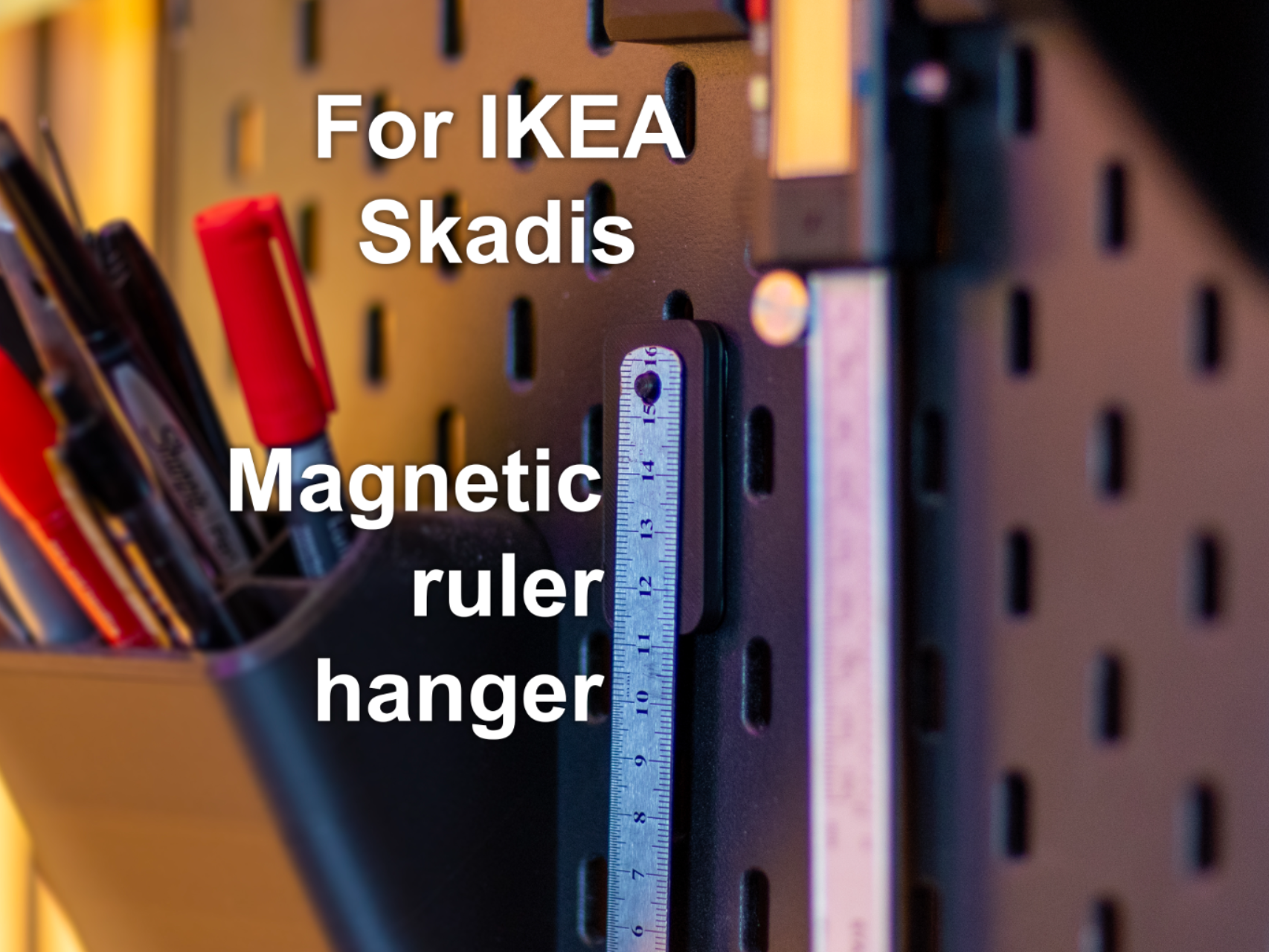 Magnetic Ikea Skadis Holder for Steel Rulers