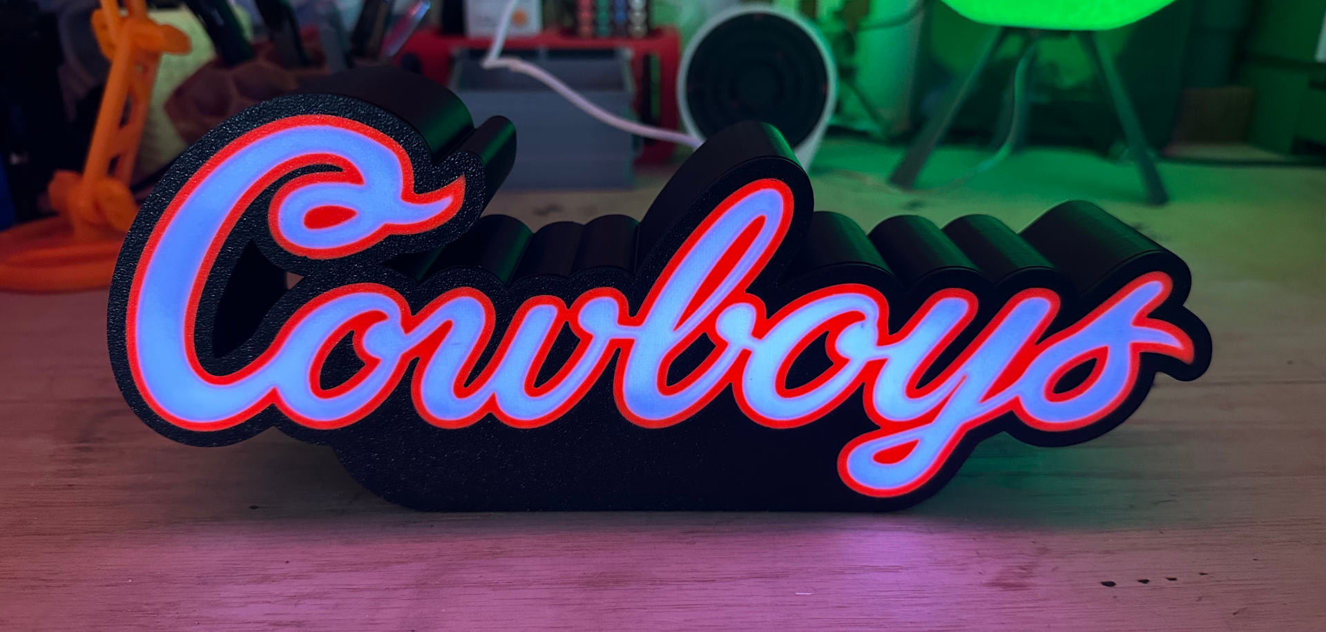 OSU cursive Cowboys LED lamp