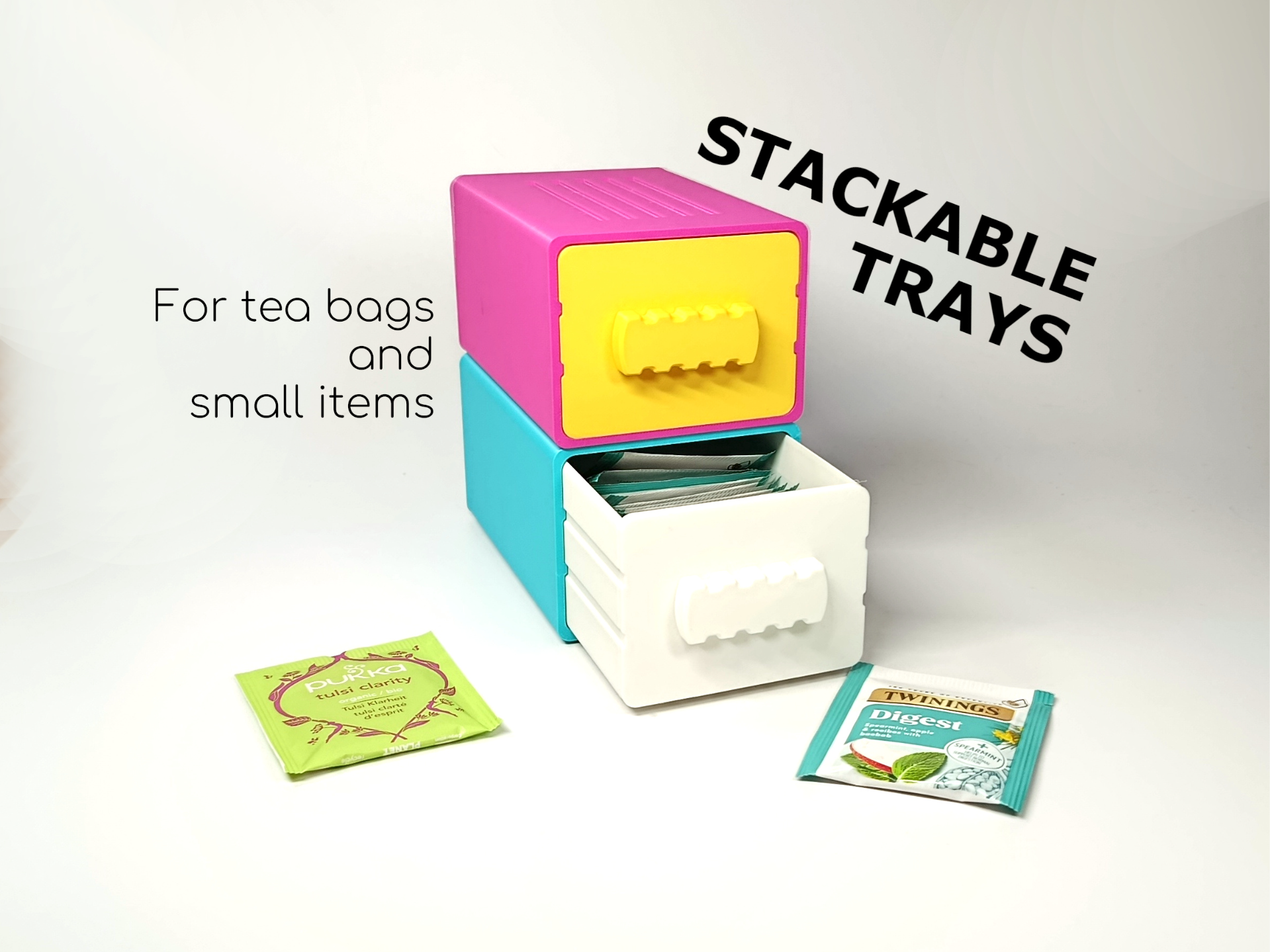 Stackable sliding trays | For small items