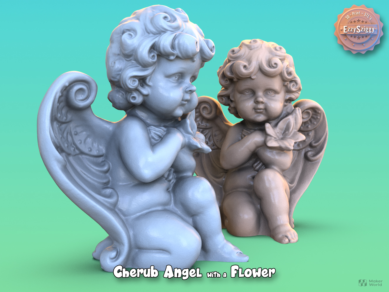 Cherub Angel with a Flower