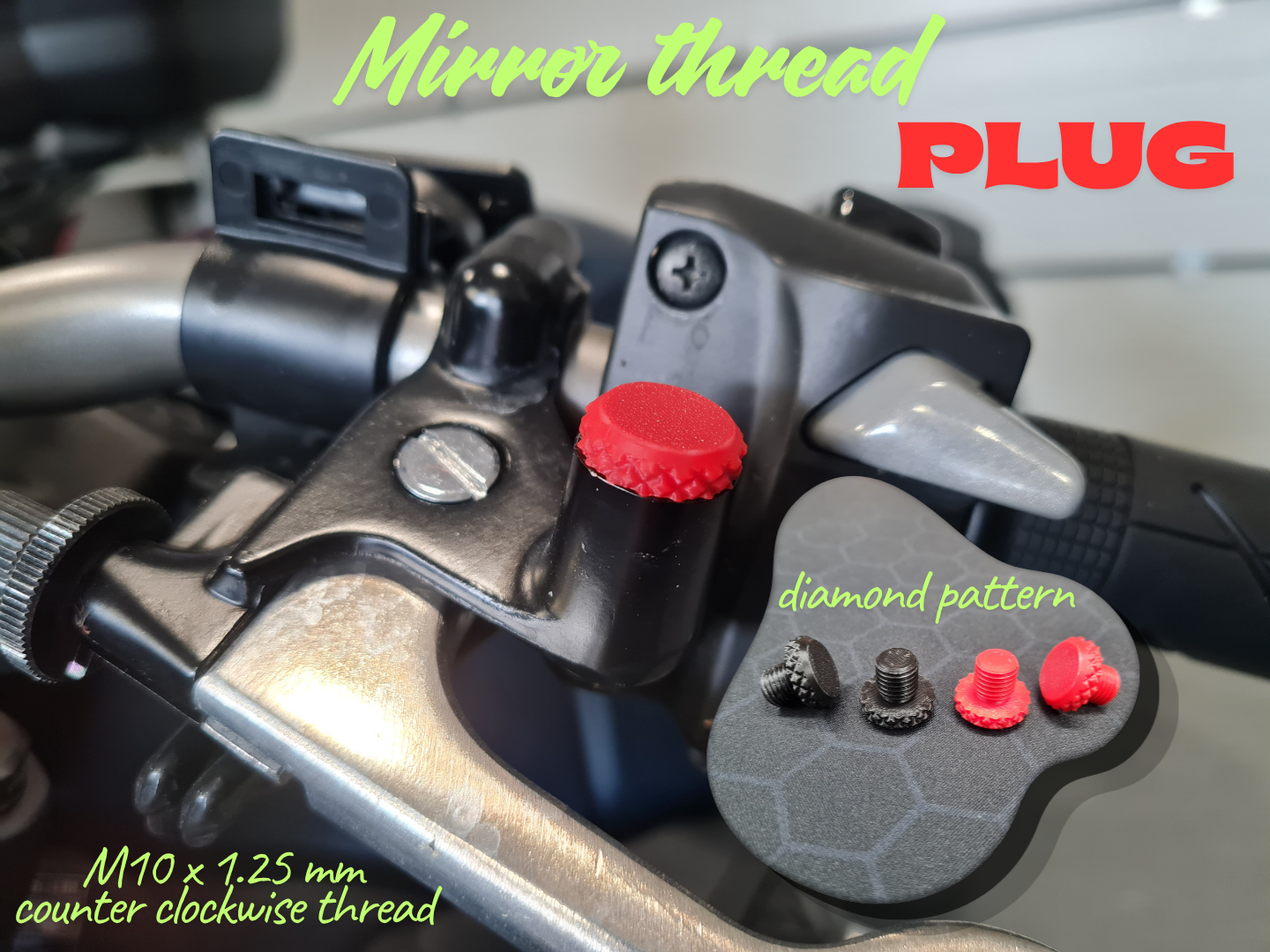 Moto mirror thread plug - M10 x1.25mm CCW thread