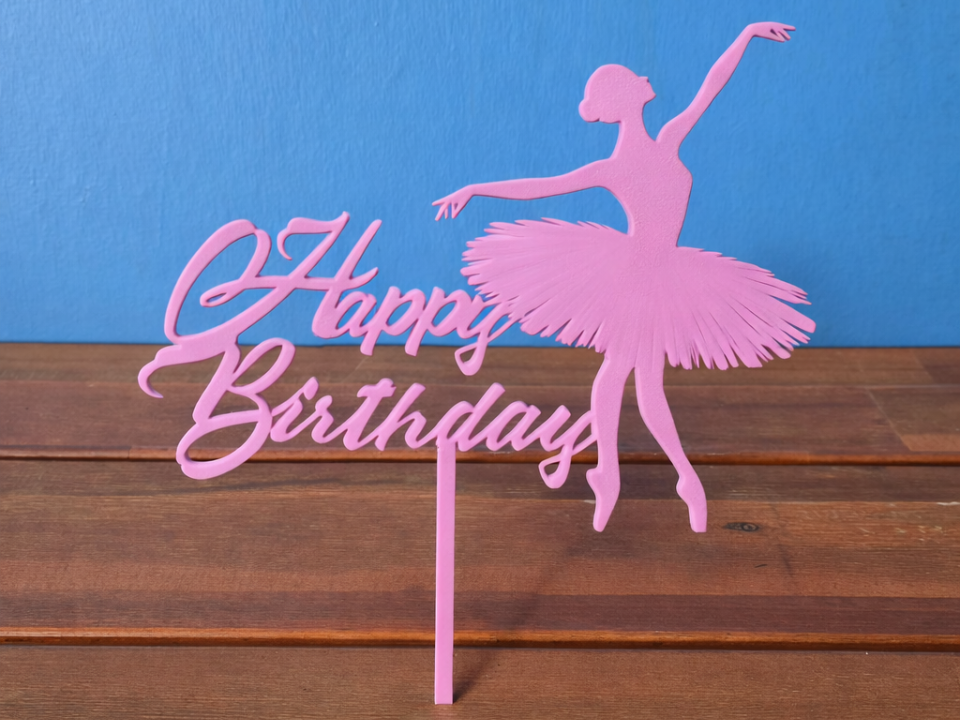 Ballerina Happy Birthday Cake Topper