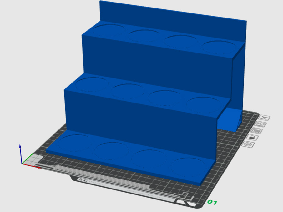 Simple three tiered shelf for 65mm paint jars