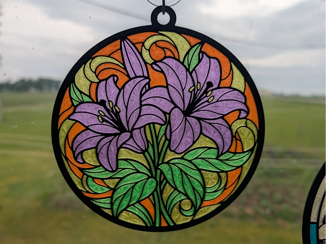 Purple Lilies Sun Catcher