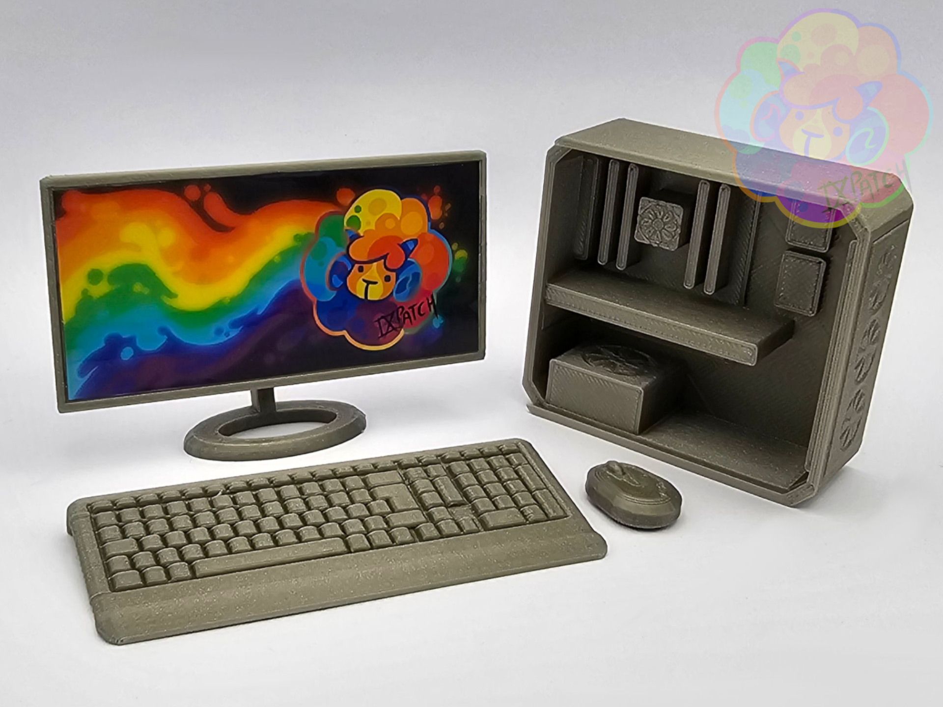 Tiny PC with Sliding Side Panel and Peripherals