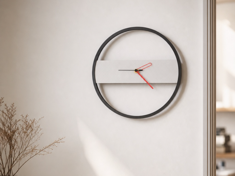Minimal Wall Clock with Red Accent