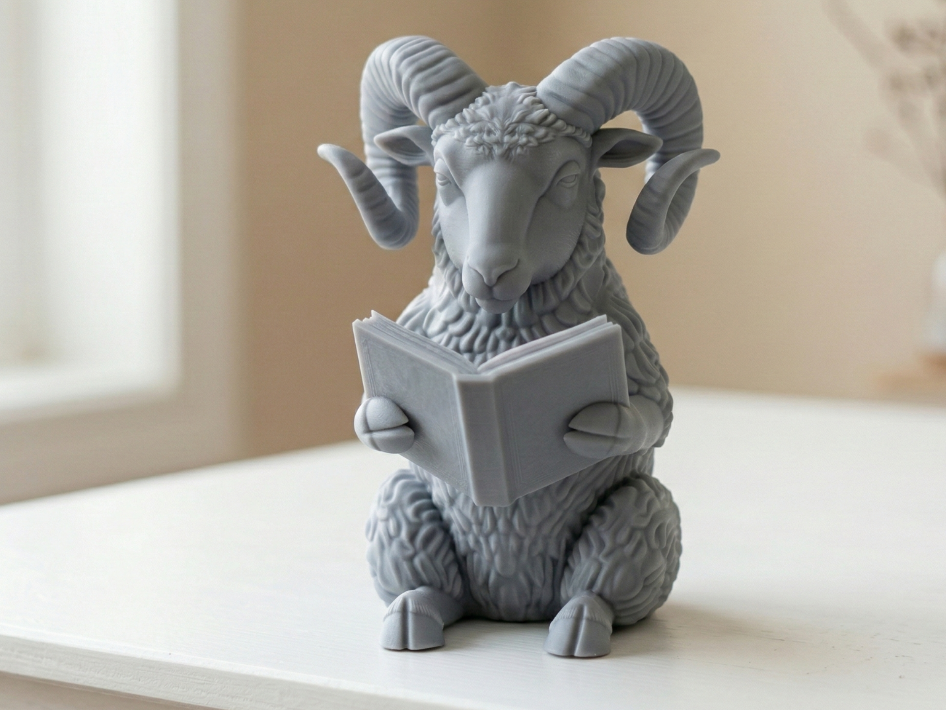 The Wise Reading Ram| Bookshelf Decor