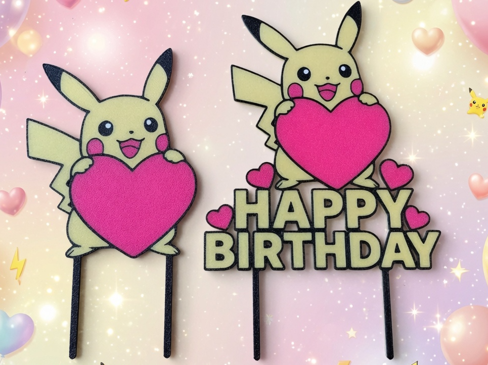 Pikachu Birthday Cake Topper Set
